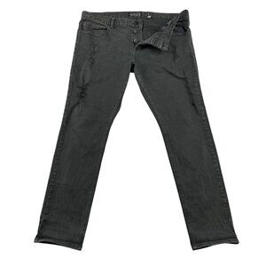 XXX Rude Jeans Mens 38x32 Black Skinny Mid Rise Distressed Denim